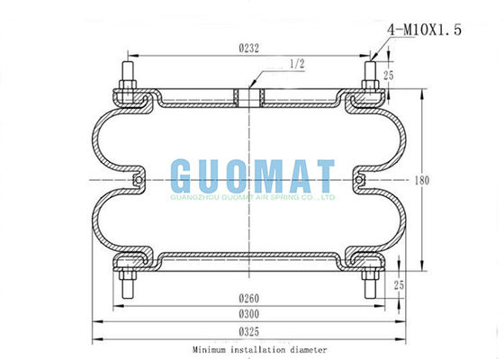 GUOMAT 12X2 Air Spring Flange Assembly SP1541 Dunlop FD 412-22 DS Contitech Industrial Air Bag