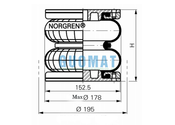 PM / 31062 NORGREN زنبرك الهواء الصناعي 115 مم السكتة الدماغية الهوائية نوع المطاط منفاخ الهواء