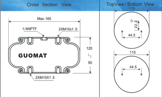 GUOMAT NO 1B6080 المقابس المطاطية MAX قطر 165mm الينابيع الهوائية الرجوع إلى 1B5080