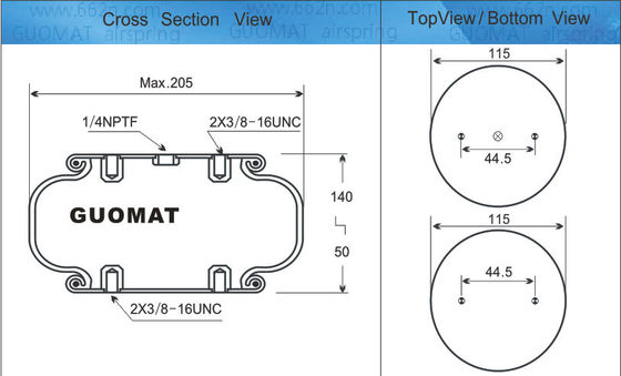 W013587451 Firestone Air Spring DIA. Max. 205 Air Suspension Bellows / Single Convoluted.