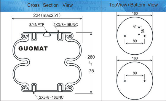 FD 200-19 319 Contitech Air Spring W013586900 محرك الربيع الهوائي مع 3/4 NPT المداخل الهوائية المطاطية 578923202
