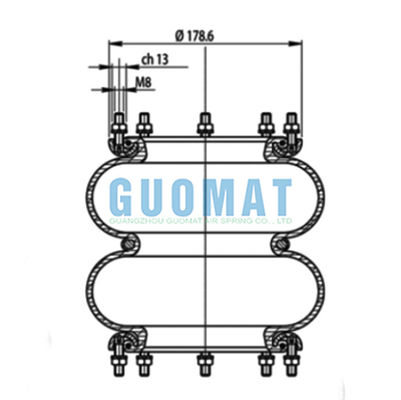 GUOMAT 2H235152 تعويضات الينابيع الهوائية للشريحة T291/2 أكياس هوائية صناعية مزدوجة