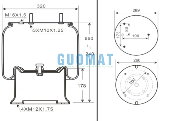 W01M586334/W01-M58-6334 نظام تعليق هوائي للشاحنات 1R14-719 نوابض هوائية للمقطورة من جوديير