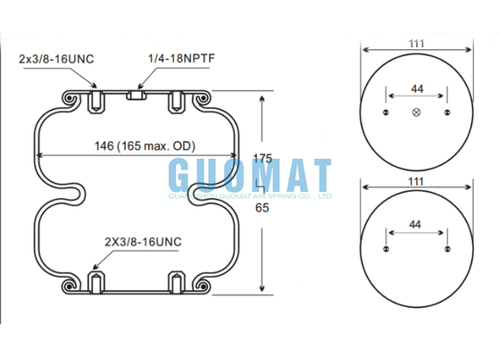 W01-358-7025 حجر النار الربيع الهوائي الملتف مزدوج 65mm-175mm ضربة للصناعية