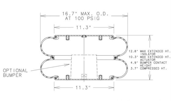 Yl-2B15-377 زنبرك هوائي صناعي إنيدين مزدوج ملتوي منفاخ هواء زنبركي 2B15-377