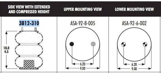 W013588027 3B12-310 Goodyear Rubber Air Spring لمحرك الأقراص الصامت AS-8025