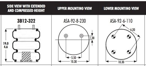 W013588042 578-93-3-103 Goodyear Air Spring 3B12-322 لـ NEWAY 905-57-236