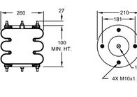 W01-R58-4059 Air Spring Shock SP 1539 منفاخ مطاطي 10 × 3 مع شفة مختومة