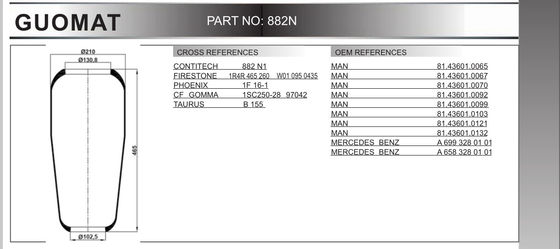 زنبرك هوائي نوع الخوار W010950435 1R4R 465260 Firestone Nature Rubber Suspension Air Spring