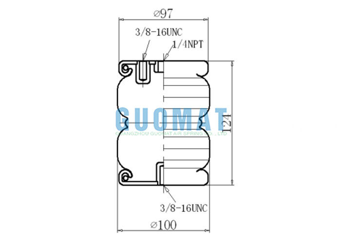 GUOMAT 2B2200 زنبرك هوائي صناعي مزدوج ملتف 1 / 4NPT تعليق مدخل الهواء صدمة هوائية