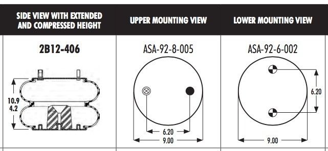 578-92-3-309 تعليق هوائي نابض 2B12-406 Goodyear Air Spring FIRESTONE W013587410