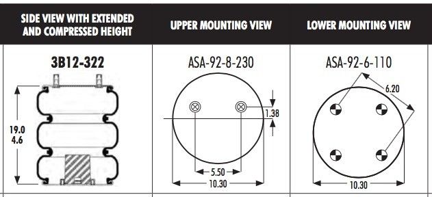 W013588042 578-93-3-103 Goodyear Air Spring 3B12-322 لـ NEWAY 905-57-236