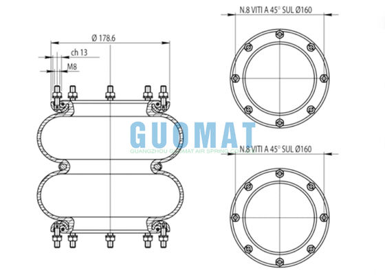 291.2.201 T291/2 بالون تعليق هوائي 365461 زنبرك هوائي متعرج 81720882 LANCIA