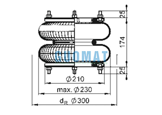 10 بوصة × 2 نفخ مطاطي مملوء بالغاز FD 210-22 1/2 M10 Contitech شفة زنبرك هوائي صناعي