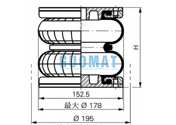6 "× 2 مطاط الهواء FD 76-14 DI CR Contitech مزود ربيع الهواء مزدوج النوع