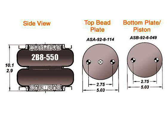 2B8-550 Goodyear Air Spring Bellows 579922550 لـ Mac-k truck 57QK113