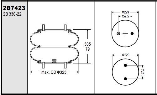 W01-358-7423 2B12-432 Contitech Air Spring FD330-22 368 for SAUER P10-784